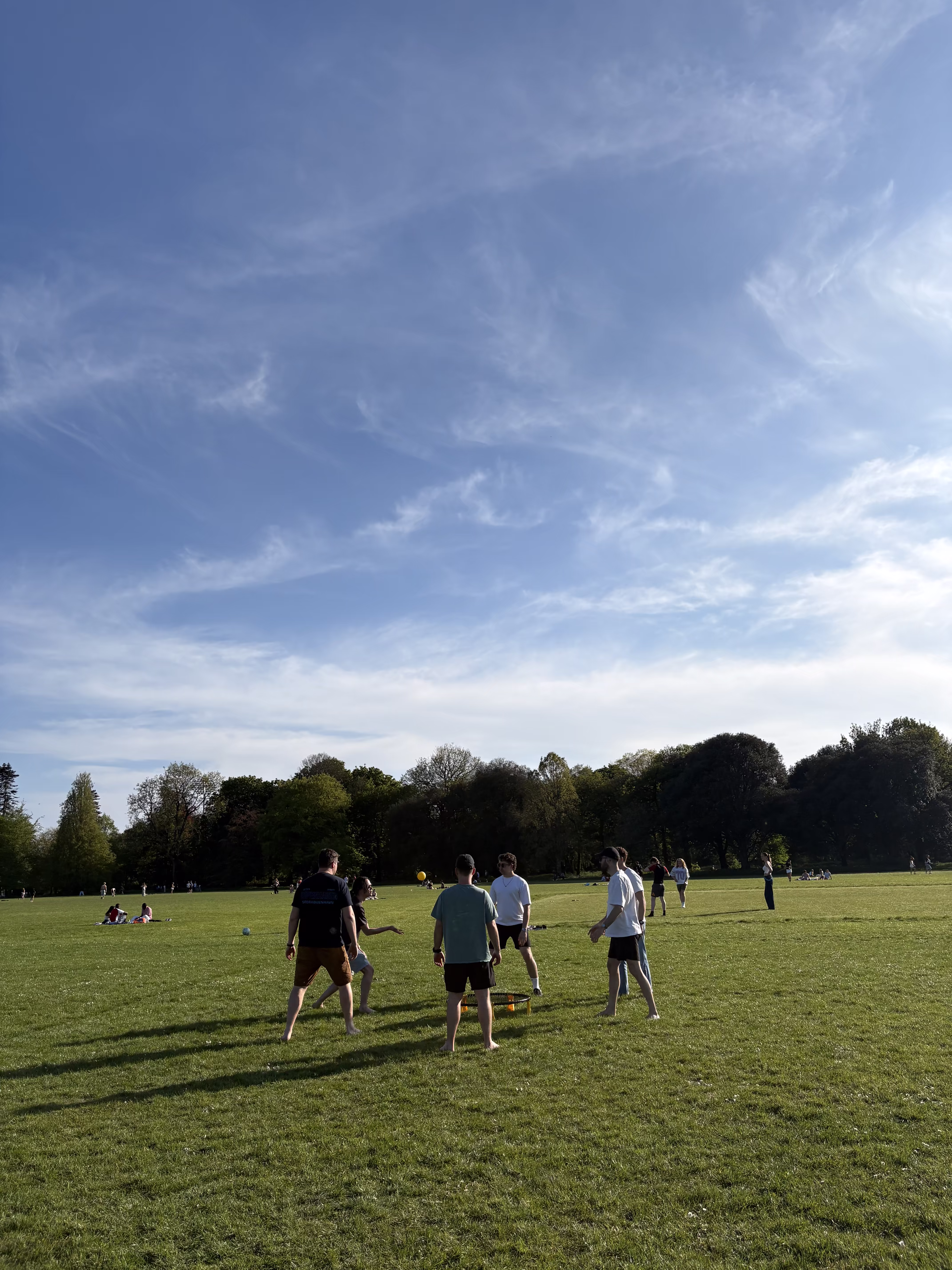 Spike Ball in Bute Park on a sunny spring day